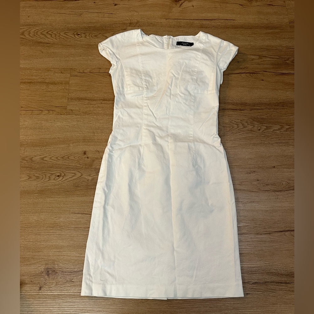 Weekend Max Mara White Cap Sleeve Sheath Dress Business Casual Size 2
